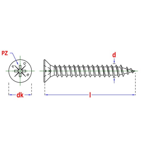 Rysunek techniczny wkręta PGB 4×16 BlackTop