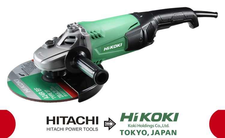 Hikoki G23SWU2 – szlifierka kątowa 230 mm, widok z góry z logo Hikoki