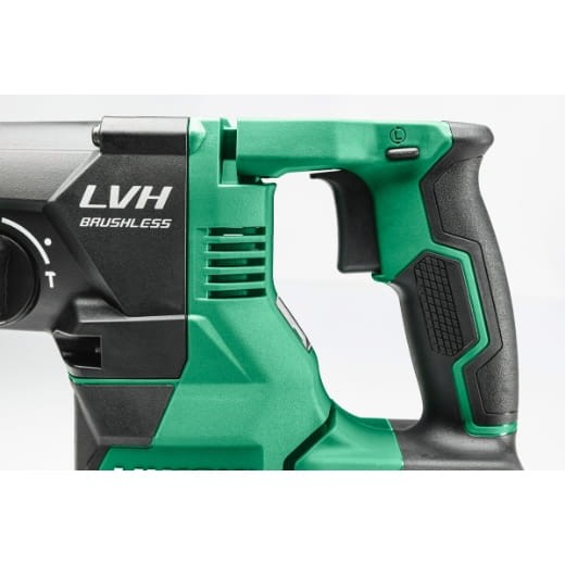 Hikoki DH1826DAWPZ – młotowiertarka 3,2 J, widok na rękojeśc softouch i system LVH