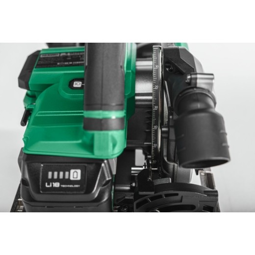 hikoki-c1806dumwpz-pilarka-tarczowa-18v-widok na ustawianie glebokosci ciecia