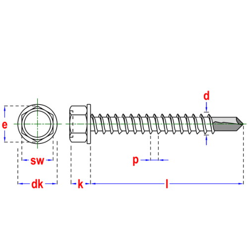 wkret samowiercacy 5,5x90 din 7504k leb szesciokatny rysunek techniczny