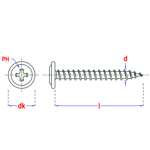 wkret do cienkich blach 4,2x16 ocynk rysunek techniczny