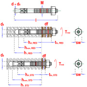 kotwa do betonu M10x70 rysunek techniczny