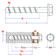 śruba do betonu pgb s-bsz 12x45x110 rysunek techniczny