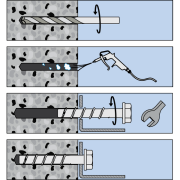 wkręt do betonu s-bsz 12x45x110 łeb sześciokątny etapy montazu