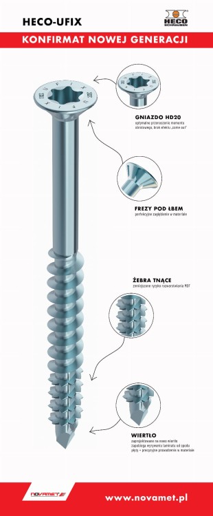wkręt HECO-UFIX MDF prezentacja produktu techniczna