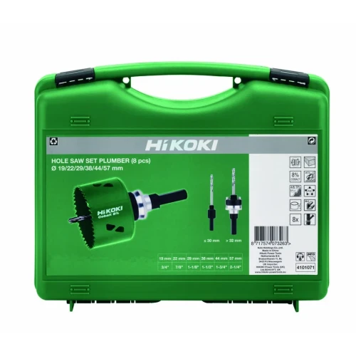 zestaw otwornic bimetalowych HSS-Co HiKOKI 19-57 mm w walizce zestaw instalatorski