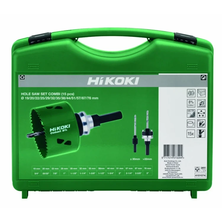 zestaw otwornic bimetalowych HSS-Co HiKOKI 19-76 mm zestaw instalatorski