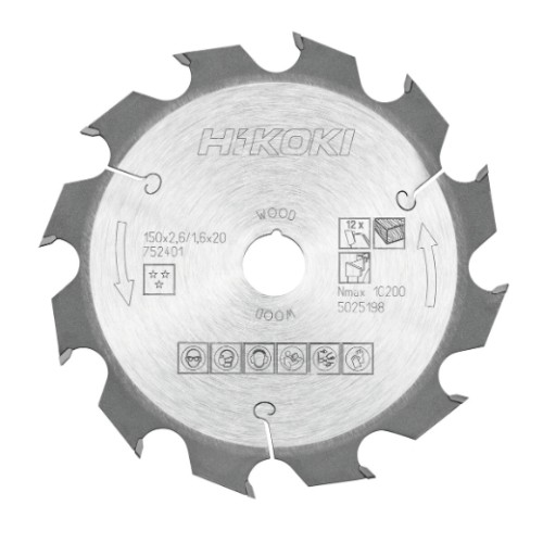 tarcza do drewna hikoki 150x20 mm 12T szybkie cięcie