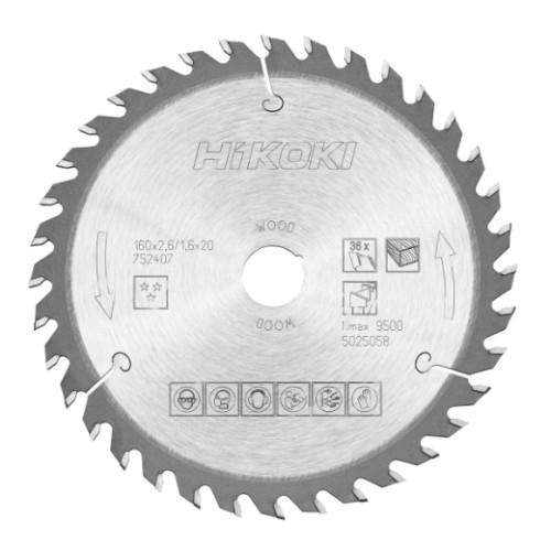 tarcza do drewna hikoki 160x20/16 mm 36T precyzyjne cięcie