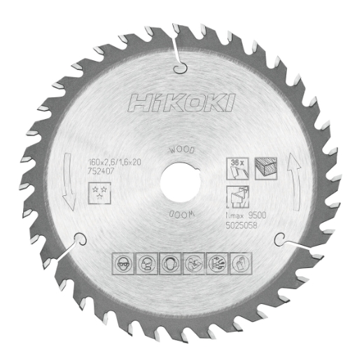 tarcza do drewna hikoki 160x20/16 mm 36T precyzyjne cięcie