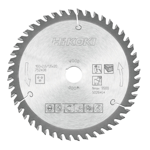 tarcza do drewna hikoki 160x20/16 mm 48T bardzo precyzyjne cięcie