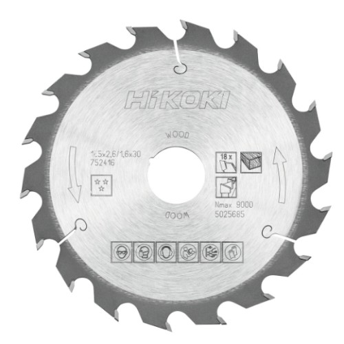 tarcza do drewna hikoki 165x30/20 mm 18T szybkie cięcie