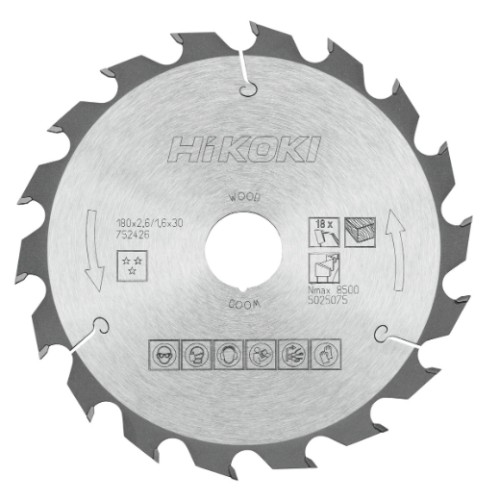 Piła tarczowa HiKOKI 180x30 mm 18T do drewna szybkie cięcie