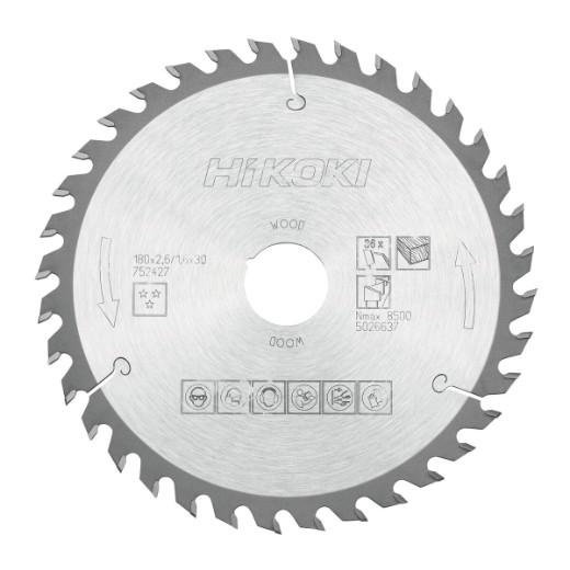 piła tarczowa hikoki 180x30 mm 36t do drewna i aluminium