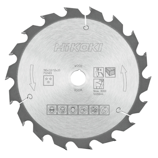 piła tarczowa hikoki 190x20 mm 18t do drewna