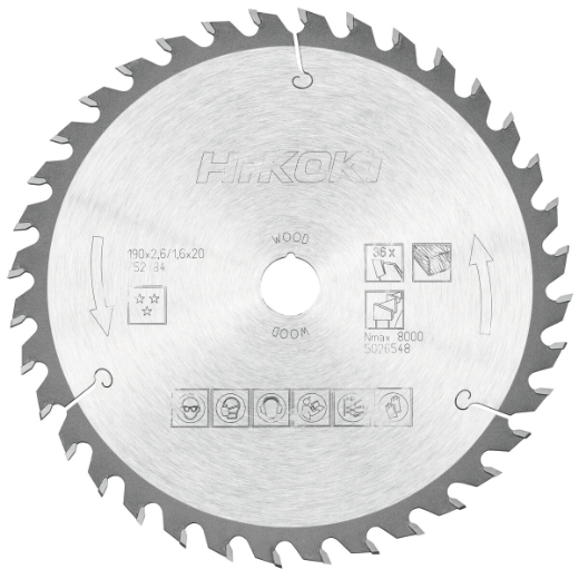 piła tarczowa hikoki 190x20 mm 36t do drewna