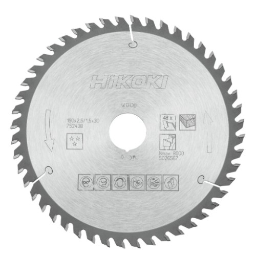 piła tarczowa hikoki 190x30 mm 48t do drewna
