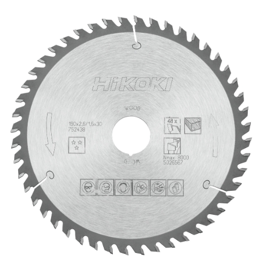 piła tarczowa hikoki 190x30 mm 48t do drewna