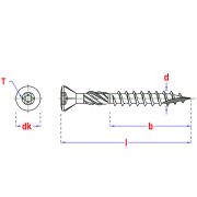 wkręty do tarasu 4x60 mm wymiary techniczne T20