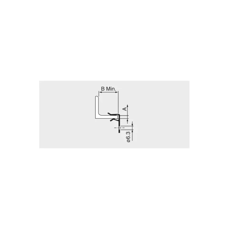 Rysunek techniczny klipsa CAL Ø6,3 mm do belek 15-20 mm