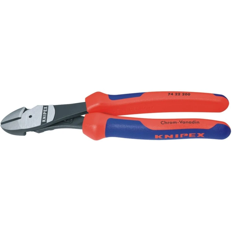 Szczypce tnące boczne Knipex 74 22 250 wygięte 12° 250 mm o zwiększonym przełożeniu