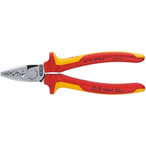 Szczypce do zaciskania tulejek kablowych VDE Knipex 97 78 180 180 mm