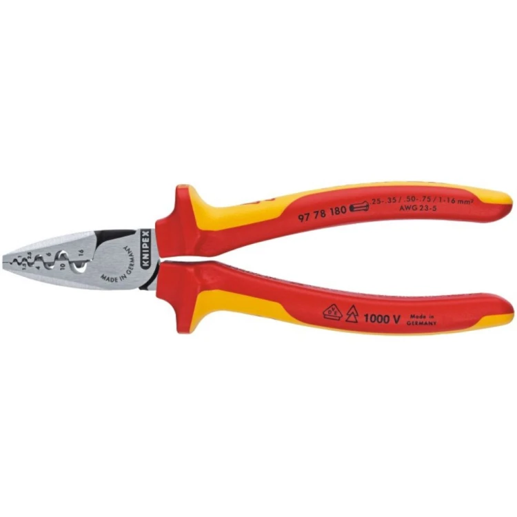 Szczypce do zaciskania tulejek kablowych VDE Knipex 97 78 180 180 mm