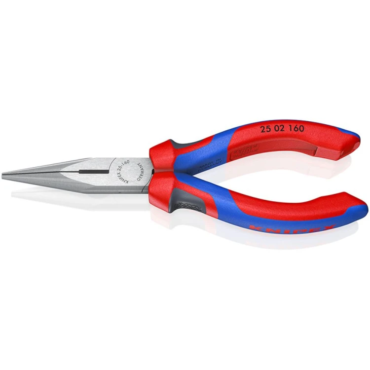 Szczypce półokrągłe proste Knipex 25 02 160 z rękojeściami dwukomponentowymi