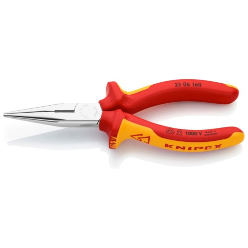Szczypce półokrągłe proste VDE Knipex 25 06 160 z izolowanymi rękojeściami