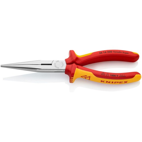 Szczypce półokrągłe wydłużone proste VDE Knipex 26 16 200 z izolowanymi rękojeściami