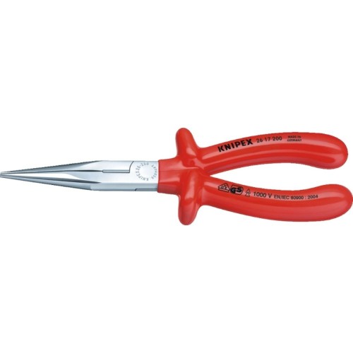 Szczypce półokrągłe wydłużone proste VDE Knipex 26 17 200 z izolowanymi rękojeściami PCW