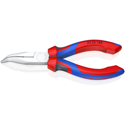 Szczypce półokrągłe (telefoniczne) wygięte, rękojeści dwukomponentowe Knipex 25 25 160 160 mm