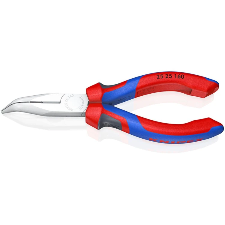 Szczypce półokrągłe (telefoniczne) wygięte, rękojeści dwukomponentowe Knipex 25 25 160 160 mm