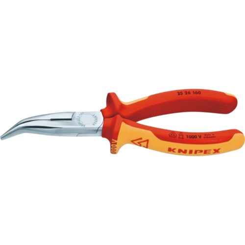 Szczypce półokrągłe (telefoniczne) wygięte, rękojeści izolowane Knipex 25 26 160 160 mm