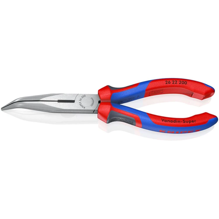 Szczypce półokrągłe (telefoniczne) wydłużone wygięte, rękojeści dwukomponentowe Knipex 26 22 200 200 mm