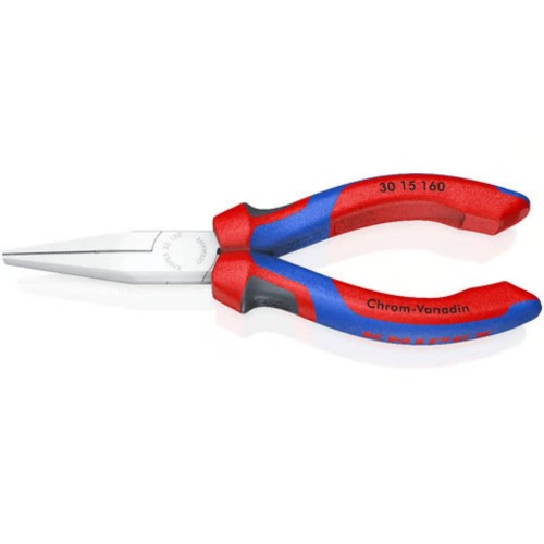 Szczypce płaskie wydłużone chromowane Knipex 30 15 160 160 mm z rękojeściami dwukomponentowymi