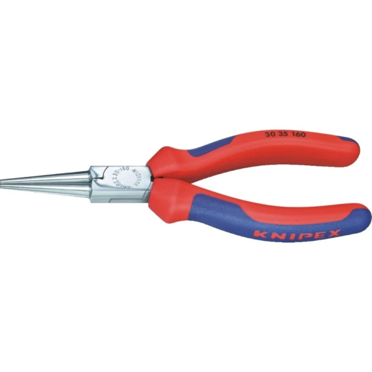 Szczypce okrągłe wydłużone chromowane Knipex 30 35 160 160 mm z dwukomponentowymi rękojeściami