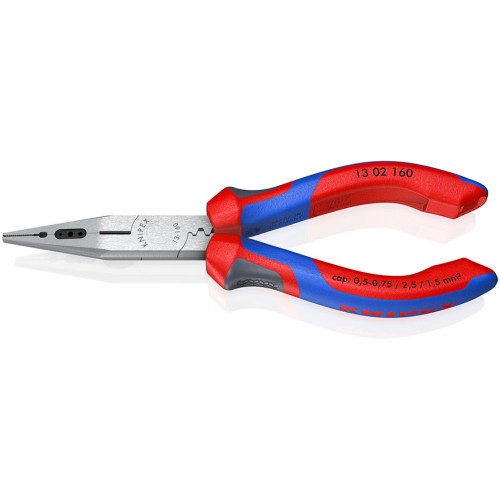 Szczypce wielofunkcyjne Knipex 13 02 160 podczas zdejmowania izolacji z przewodu