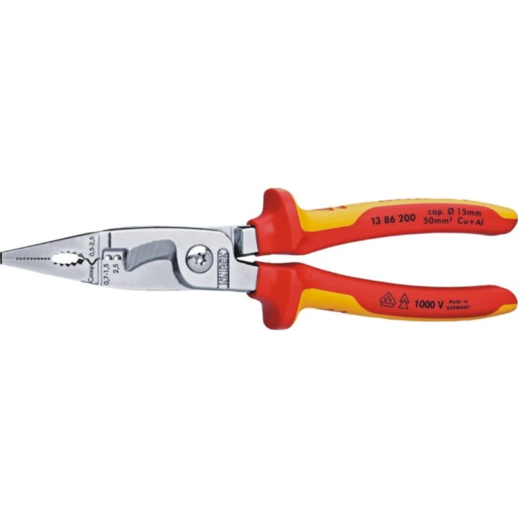 Szczypce wielofunkcyjne VDE dla elektroinstalatorów Knipex 13 86 200 200 mm