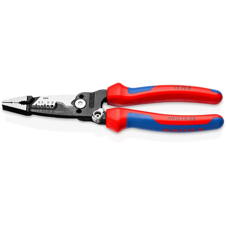 Szczypce wielofunkcyjne dla elektryków typ amerykański Knipex 13 72 8 z dwukomponentowymi rękojeściami