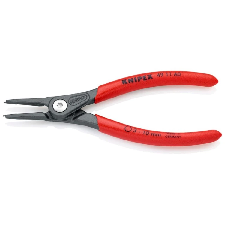 Szczypce proste wzmocnione do pierścieni osadczych zewnętrznych Knipex 49 11 A0 3–10 mm 140 mm