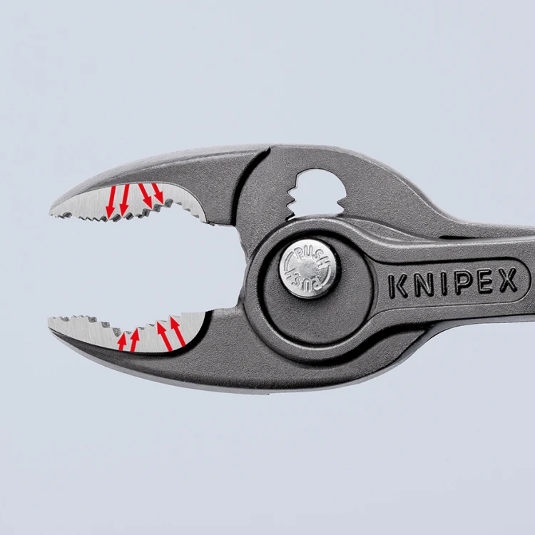 Ząbkowane szczęki szczypiec TwinGrip Knipex 82 02 250 z trzema punktami podparcia