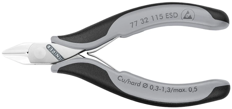 Szczypce tnące boczne ESD dla elektroników Knipex 77 32 115 ESD – 115 mm