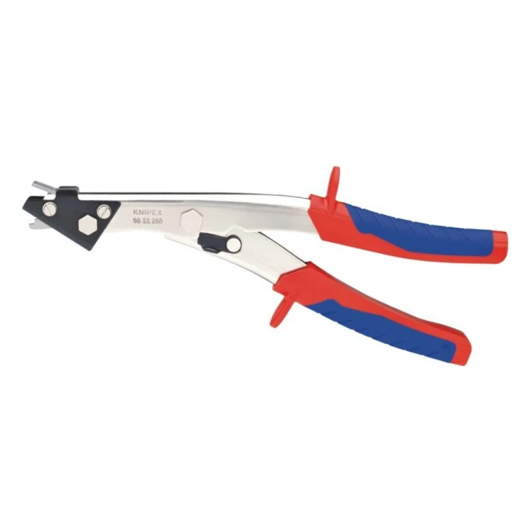 Nożyce dźwigniowe wycinakowe Knipex 90 55 280 z czerwono-niebieskimi rękojeściami
