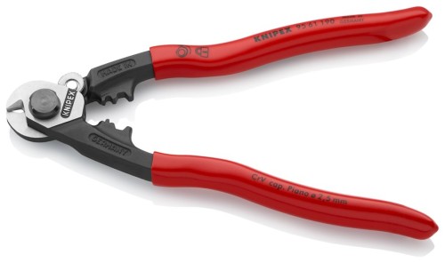 Nożyce Knipex 95 61 190 z rękojeściami PCW do cięcia linek stalowych