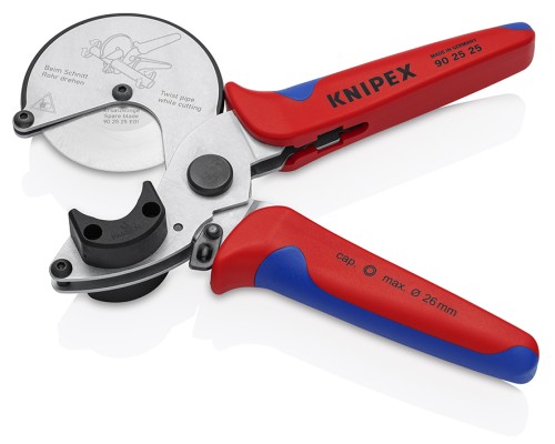 Knipex 90 25 25 obcinak do rur z tworzywa – widok otwartego narzędzia