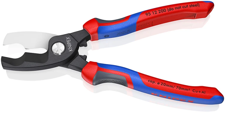 Nożyce do kabli Cu i Al Knipex 95 12 200 rękojeści dwukomponentowe