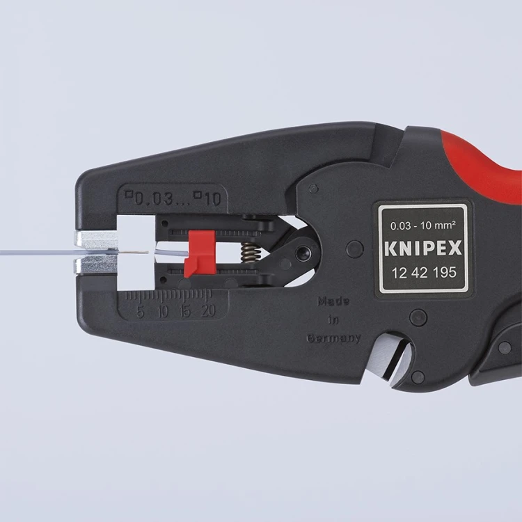 Ściągacz izolacji Knipex 12 42 195 z przewodem w szczękach roboczych
