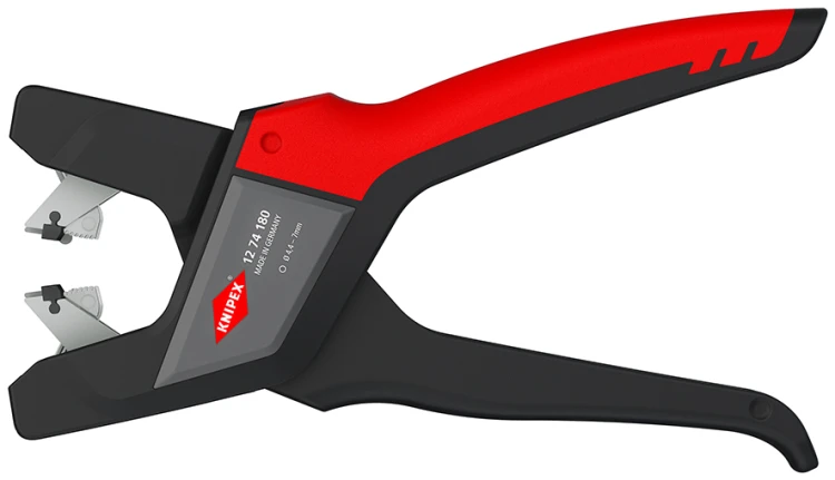 Ściągacz Knipex 12 74 180 – widok boczny mechanizmu zdejmowania izolacji